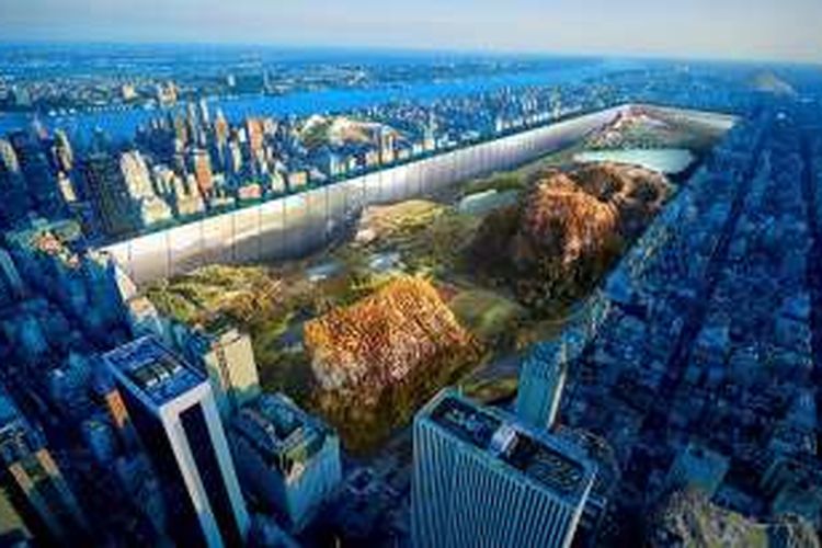 Megastruktur taman pusat di New York rancangan Yitan Sun dan Jianshi Wu