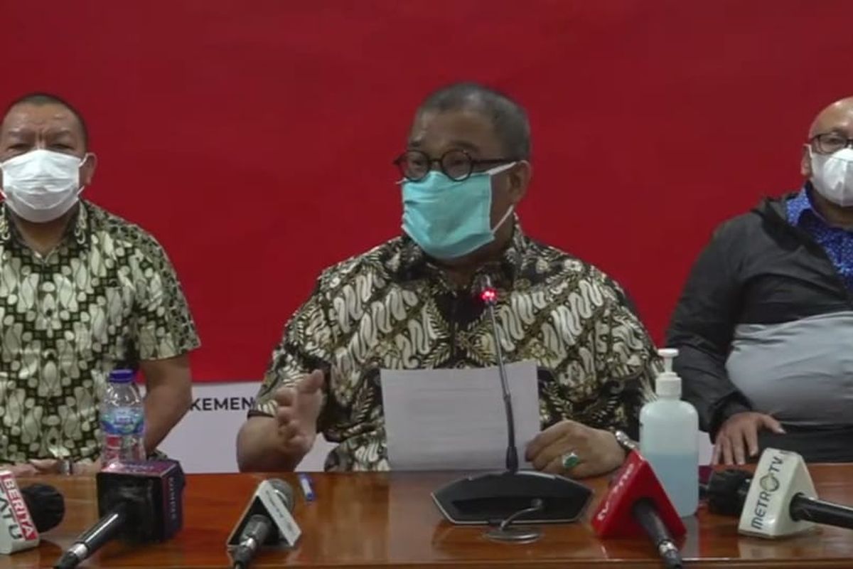 Sekjen Kemensos, Hartono saat memberikan keterangan kepada wartawan, Minggu (6/12/2020).