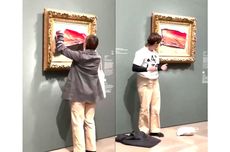 Seorang Aktivis Tutup Lukisan Monet di Paris dengan Stiker, Apa Alasannya?