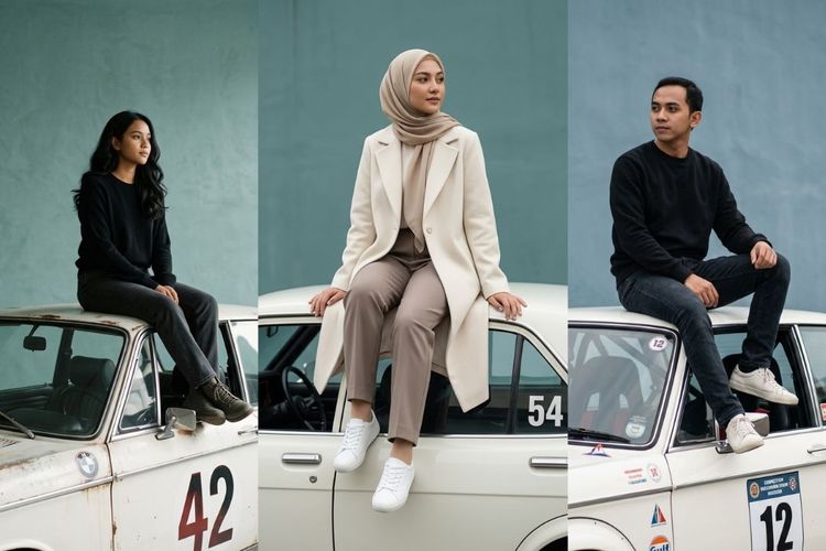 Cara Mudah Edit Foto Sinematik Duduk di Atas Mobil Vintage Estetik dengan Prompt AI Terbaru