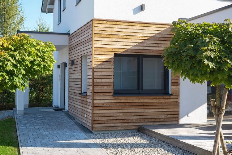 Ilustrasi rumah - Tampilan desain teras rumah minimalis.