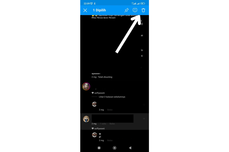 Ilustrasi cara hapus komentar Instagram