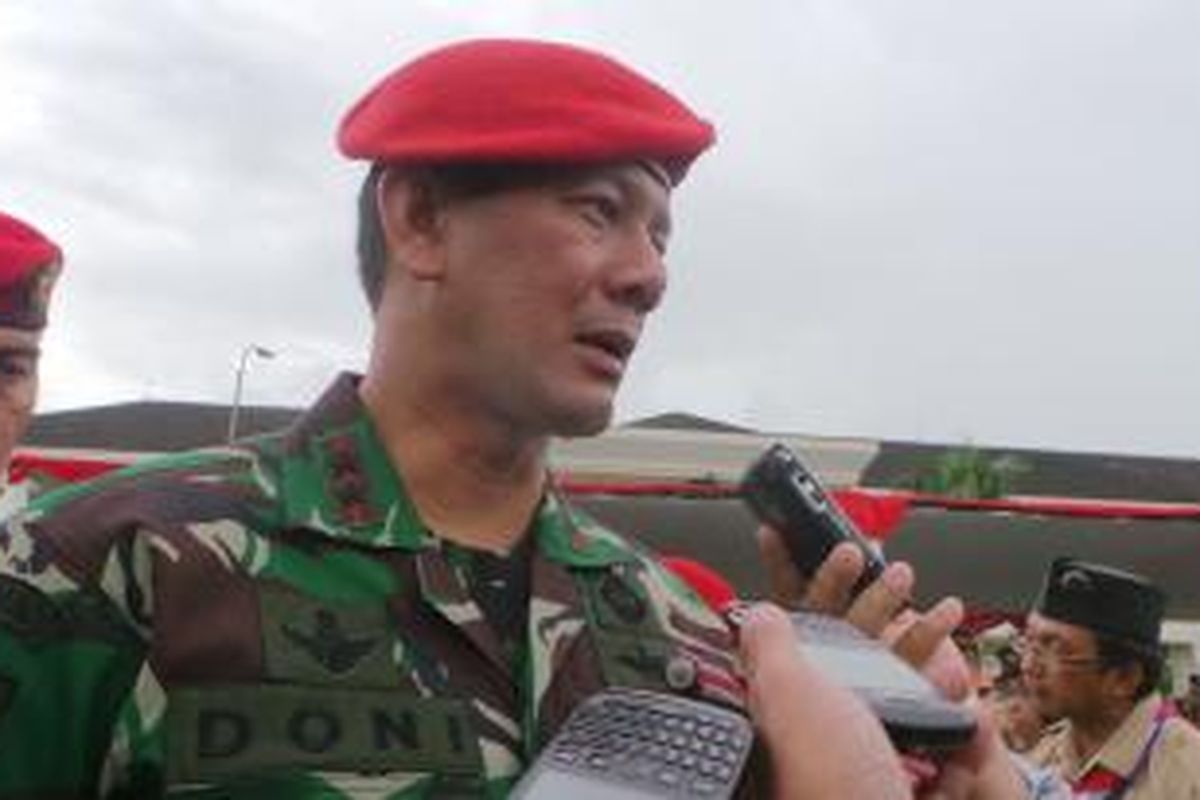 Danjen Kopassus Doni Munardo dalam acara Gelang Ajar Pembina Pramuka di Makopassus Cijantung, Jakarta Timur. Sabtu (6/12/2014).