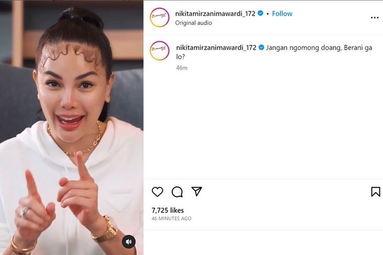 Unggahan Nikita pada paltform Instagram yang dinilai menantang netizen.