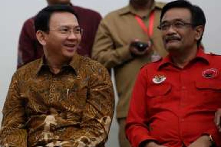 Basuki Tjahja Purnama (Ahok) dan Djarot diabadikan di Kantor DPP PDI Perjuangan, Jakarta, Senin (20/9/2016). Partai PDI P mengusung Ahok dan Djarot untuk pilkada DKI 2017 mendatang.