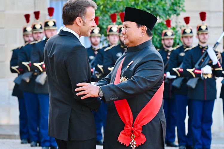 Presiden Prabowo Subianto dan Presiden Perancis Emmanuel Macron di Istana Elysee, Paris, Kamis (28/5/2026). 