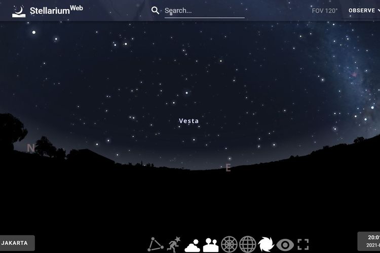 Ilustrasi Vesta terlihat dari langit Jakarta malam ini