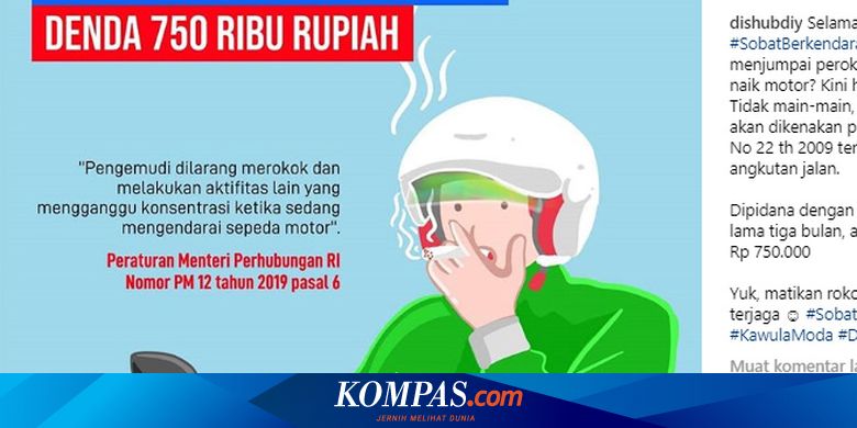 Ini Aturan Larangan Merokok Saat Berkendara Kena Denda Rp 750 000 Halaman All Kompas Com