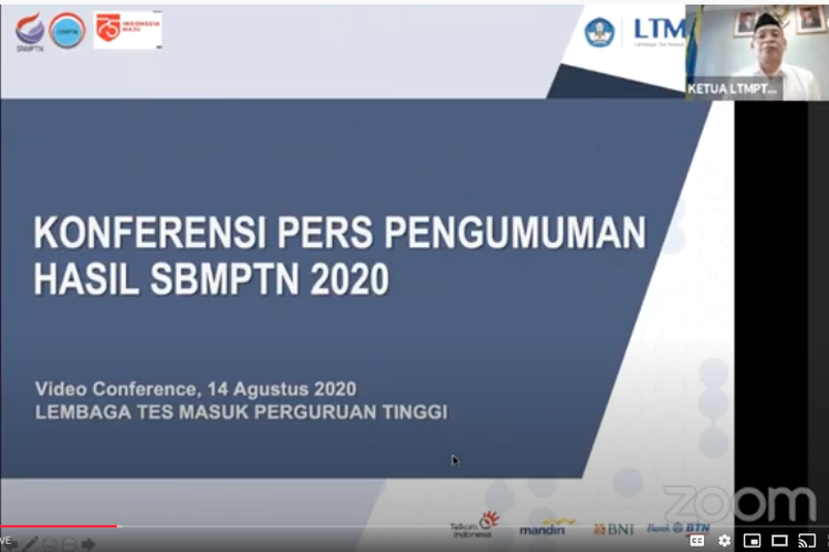 Pengumuman SBMPTN 2020 oleh LTMPT, 14 Agustus 2020