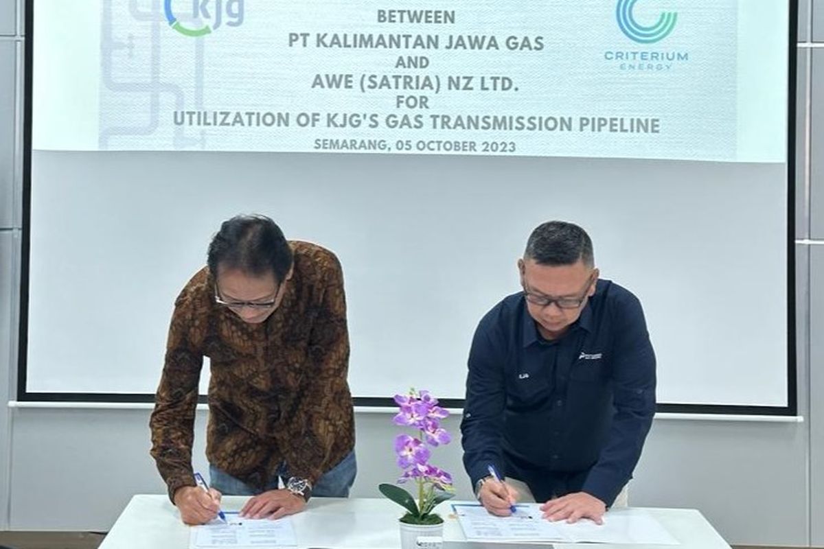 PT Kalimantan Jawa Gas (KJG) meneken MoU dengan AWE (Satria) NZ, Ltd.