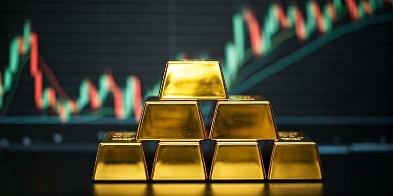 Ilustrasi emas batangan, harga emas hari ini.