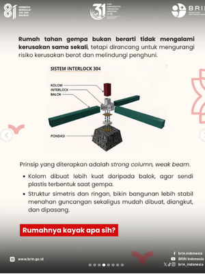 Sistem interlock padas rumah tahan gempa BRIN yang sudah teruji pada kasus gempa NTT.