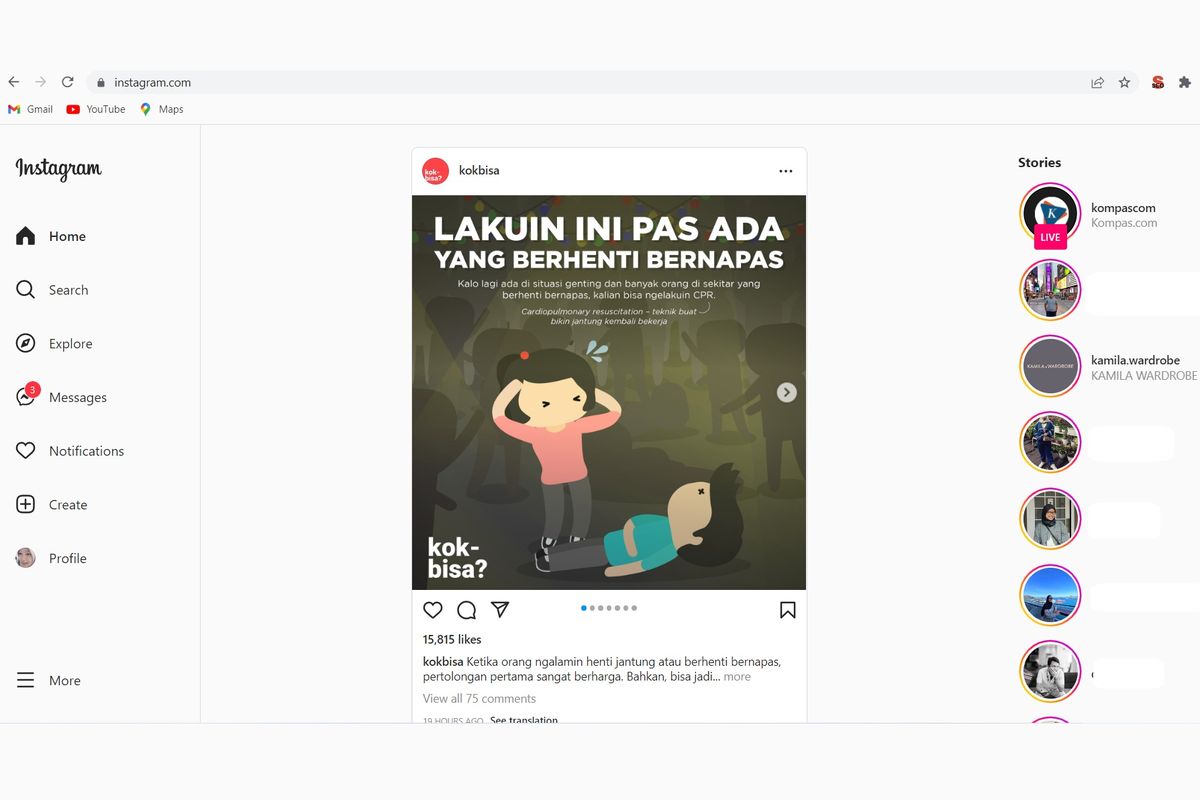 Tampilan baru Instagram web