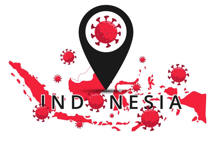 Ilustrasi virus corona yang merebak di Indonesia.