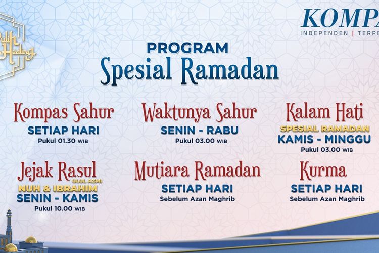 Sederet program seru dan menarik telah dipersiapkan oleh KompasTV untuk menemani pemirsa setianya di bulan suci Ramadhan tahun ini.