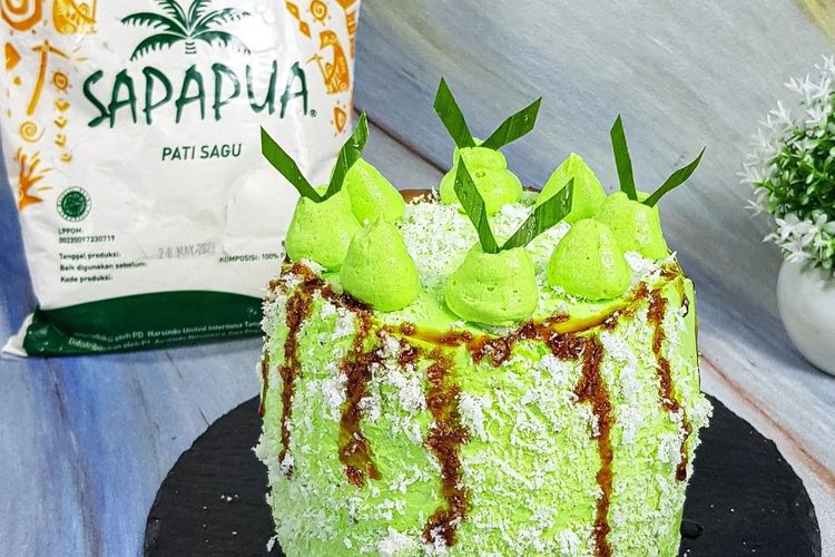 Klepon cake pemenang kontes makanan olahan sagu Sapapua untuk Indonesia dari PT ANJ. 