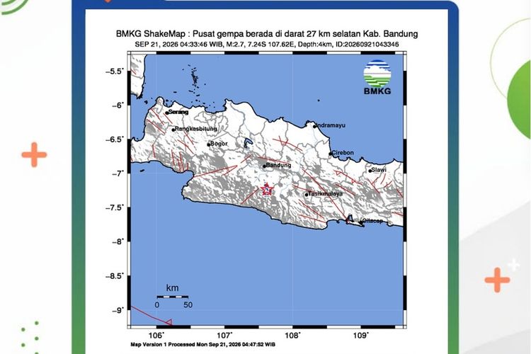 Gempa M 2,7 Guncang Kabupaten Bandung Dini Hari, Bersumber dari Sesar Dangkal