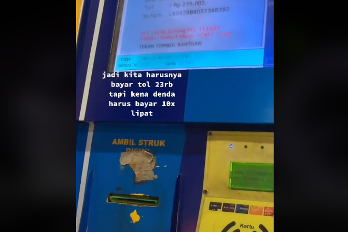 Pengguna TikTok menceritakan pengalamannya membayar tol 10 kali lipat karena memutar balik kendaraan.