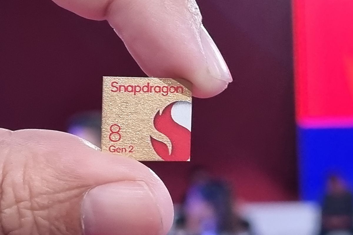 Chipset Qualcomm Snapdragon 8 Gen 2 resmi di acara peluncuran di Hawaii, Rabu (16/11/2022).