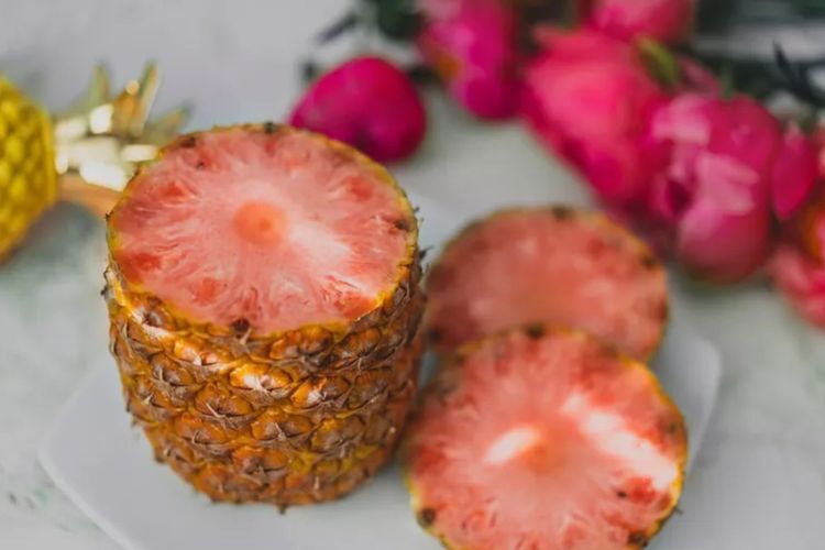 Ilustrasi nanas merah muda