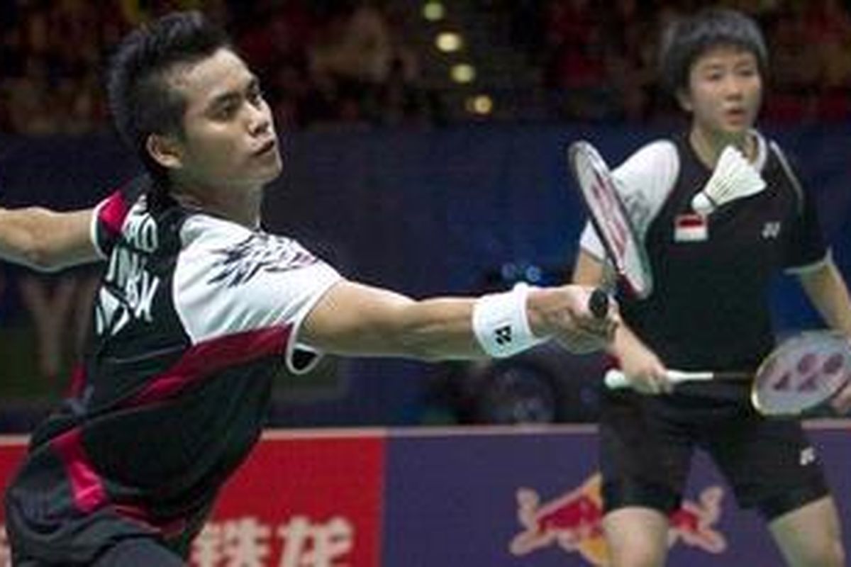 Ganda campuran Indonesia, Tontowi Ahmad (kiri), dan Liliyana Natsir.