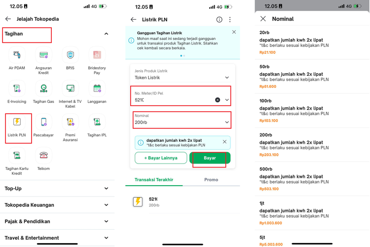Ilustrasi cara beli token listrik diskon 50 persen via Tokopedia.