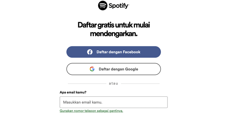 cara bikin akun Spotify lewat web.