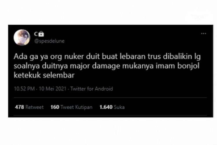 Tangkapan layar unggahan soal uang Lebaran yang rusak apakah bisa diganti dengan yang baru di bank.