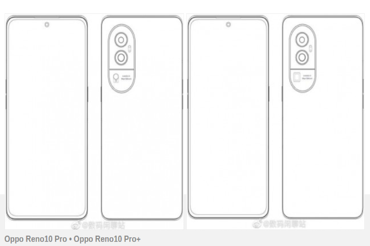 ilustrasi bocoran desain Oppo Reno 10 Pro dan Oppo Reno 10 Pro Plus