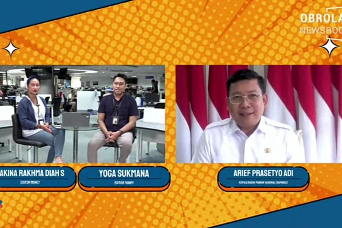 Kepala Bapanas Arief Prasetyo Adi dalam acara Obrolan Newsroom yang diselenggarakan di youtube Kompas.com, Rabu (7/2/2024).  (tangkapan layar)