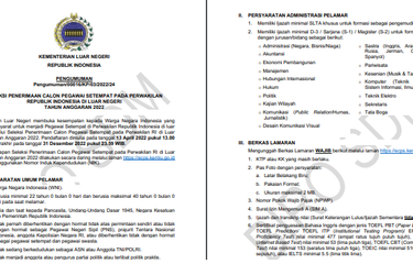 Lowongan kerja Kementerian Luar Negeri (Kemlu) 2022