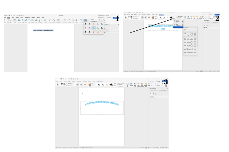 Ilustrasi cara buat tulisan melengkung di Word