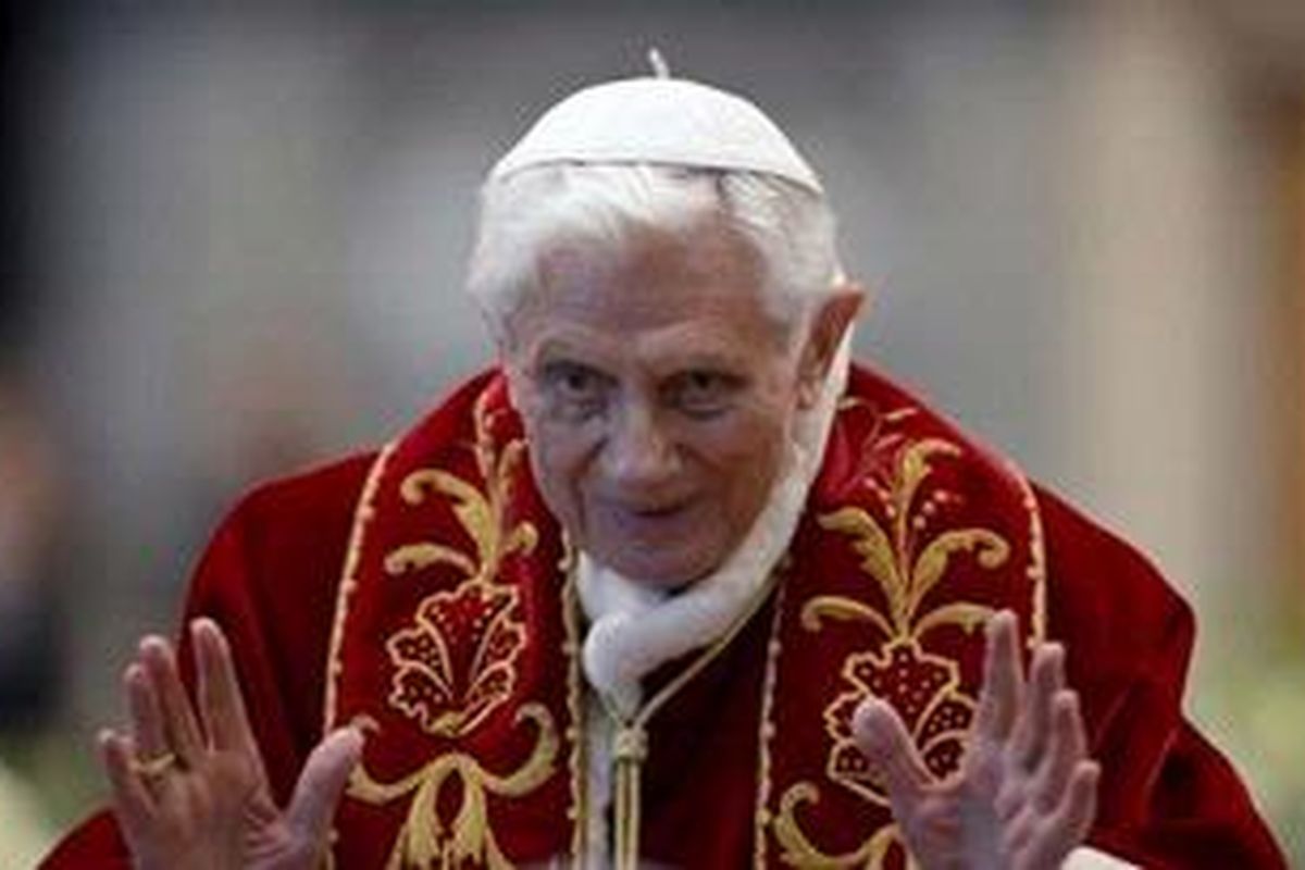 Foto Paus Benediktus XVI pada 9 Februari 2013 di Vatikan.