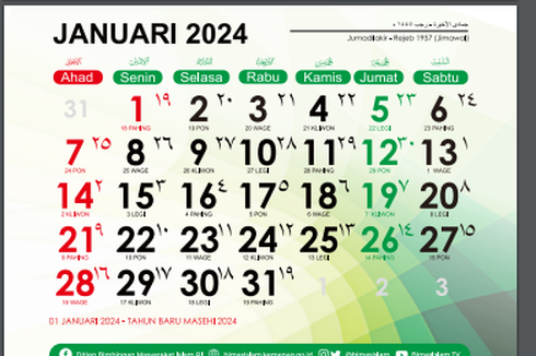 Link Unduh Kalender 2024 Lengkap dengan Tanggal Merah, Penanggalan Hijriah, dan Jawa