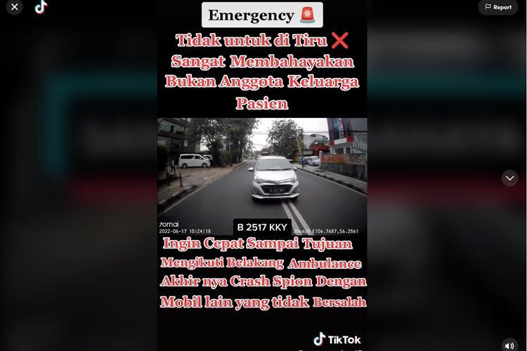 Mobil yang mengekor ambulans untuk menghindari macet ciri pengemudi tak punya etika.