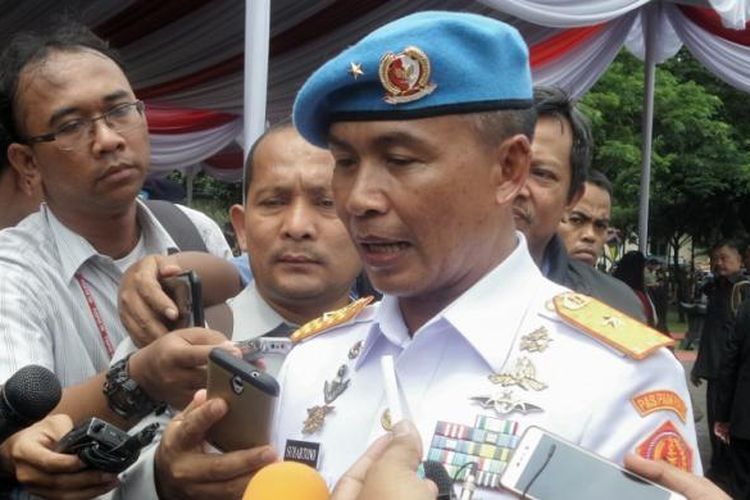 Komandan Paspampres Brigjen TNI (Mar) Suhartono usai upacara sertijab Danpaspampres di Mako Paspampres, Tanah Abang, Jakarta Pusat, Selasa (14/3/2017).