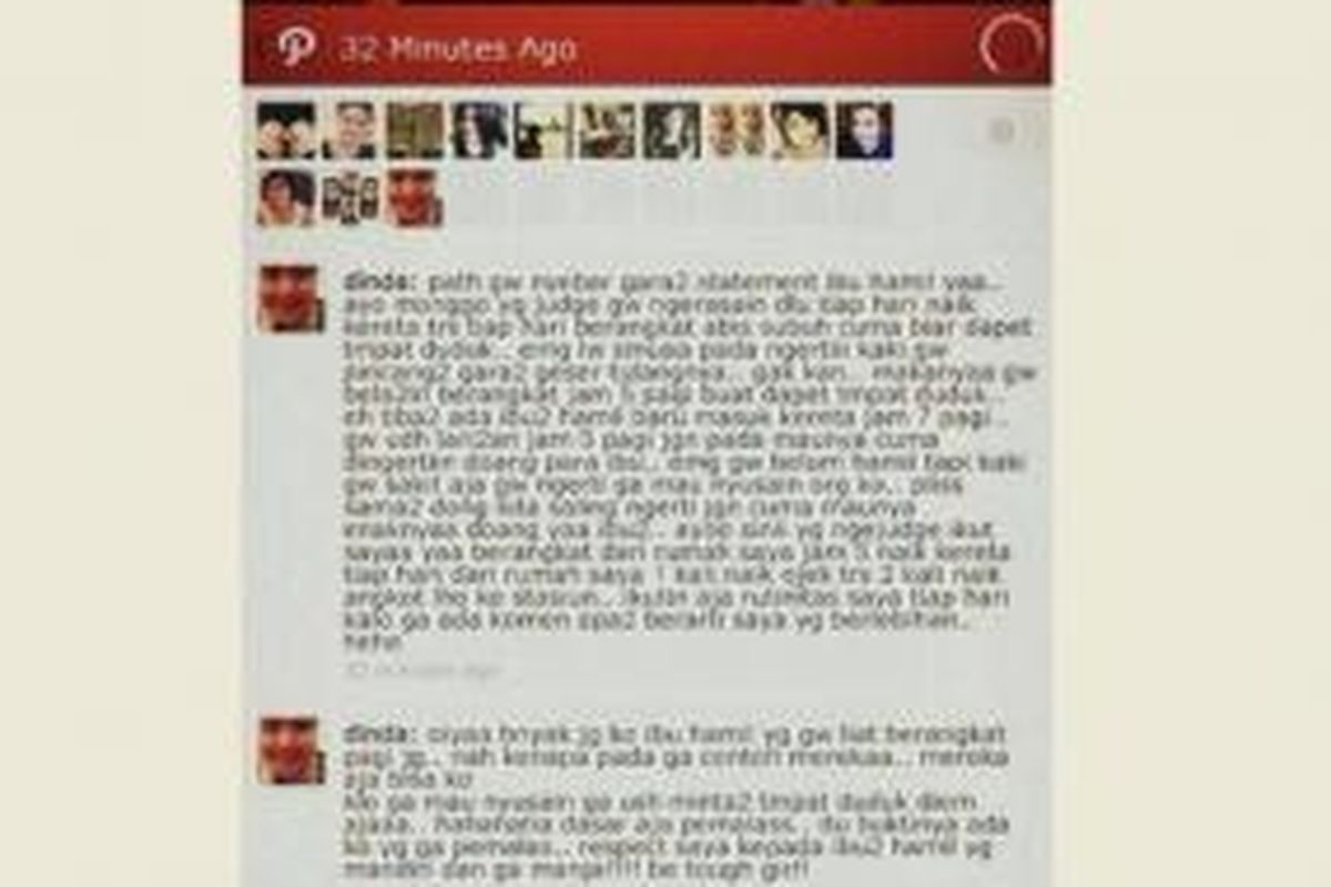 Screenshot akun Path bernama Dinda