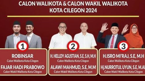 Hasil Quick Count Pilkada Kota Cilegon 2024 Indikator Data 3,5 Persen: Robinsar-Fajar Unggul 54,62 Persen