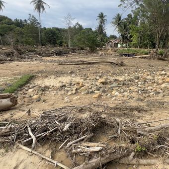 Lokasi persawahan warga di Kampung Linge, Kecamatan Linge, Aceh Tengah, yang kini rusak dihantam banjir pada akhir November 2025 lalu. 