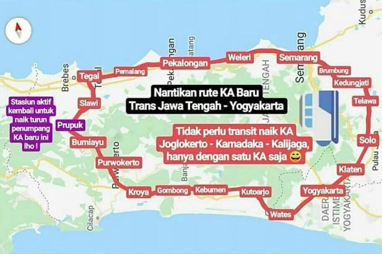 Rute KA Joglosemarkerto beredar di media sosial.