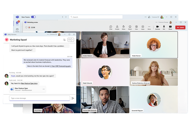 Ilustrasi fitur-fitur baru Teams.