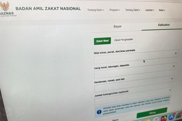 Kalkulator zakat Baznas yang dapat dipakai buat menghitung zakat mal.