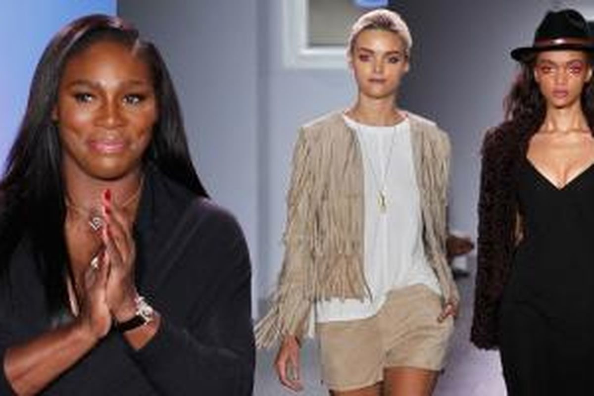 Serena Williams menampilkan koleksinya dalam acara mode bergengsi, New York Fashion Week 2015/2016.
