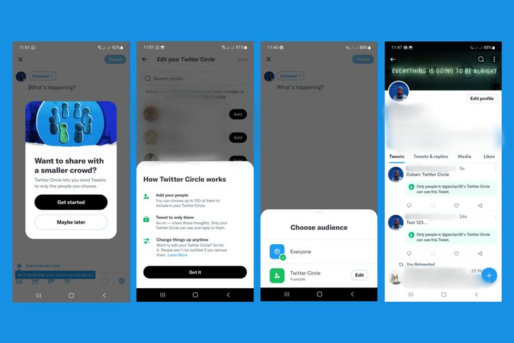 Ilustrasi fitur baru Twitter Circle.