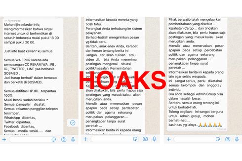 Hoaks, Sinyal Internet Dihentikan hingga Rekam Seluruh Aktivitas Ponsel