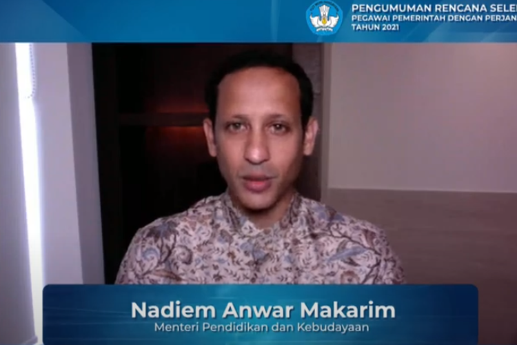 Mendikbud Nadiem mengumumkan Seleksi Guru PPPK tahun 2021(Kemendikbud)