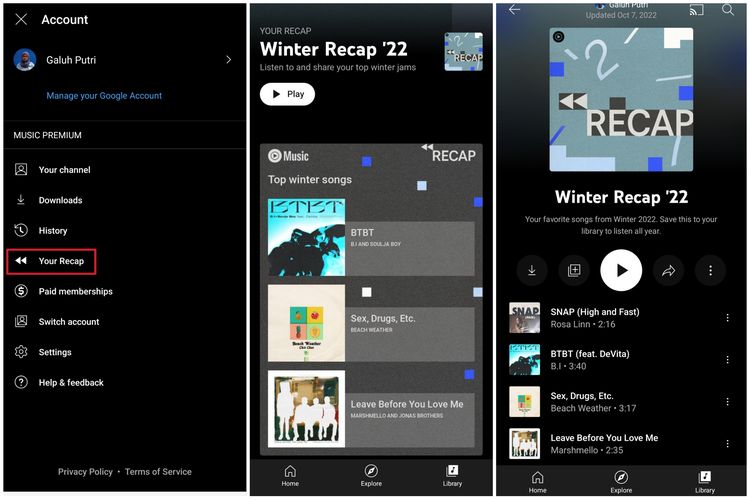 Fitur Winter Recap 2022 sudah hadir di YouTube Music.