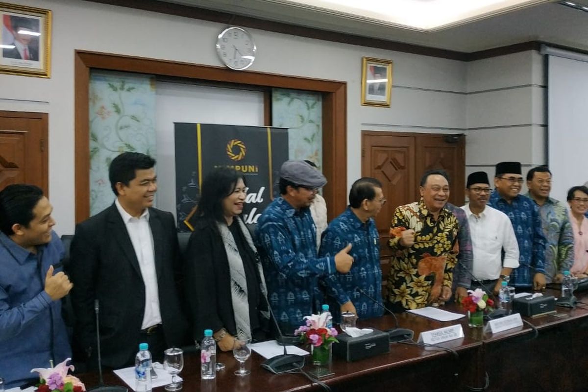 Presidium III Himpuni dalam Konferensi Pers Himpuni di Jakarta, Jumat (14/6/2019).