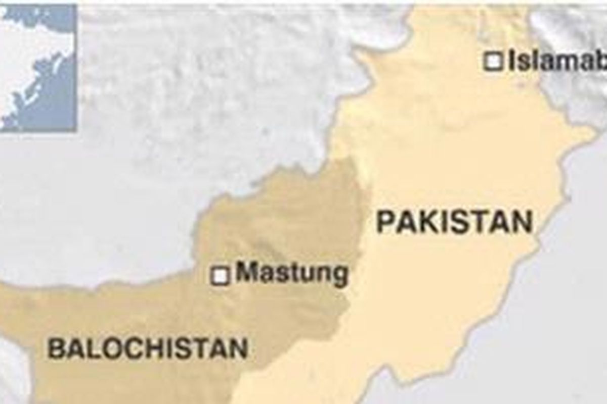 Peta wilayah Balochistan, Pakistan.