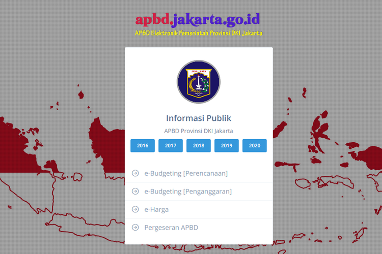 Halaman depan situs www.apbd.jakarta.go.id saat diakses pada Rabu (4/11/2020). 